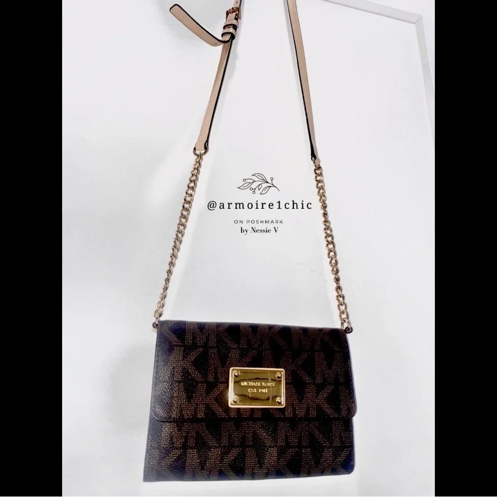MICHAEL KORS | Purse | Brown Crossbody Bag with Gold Metal Hardware - Picture 14 of 16